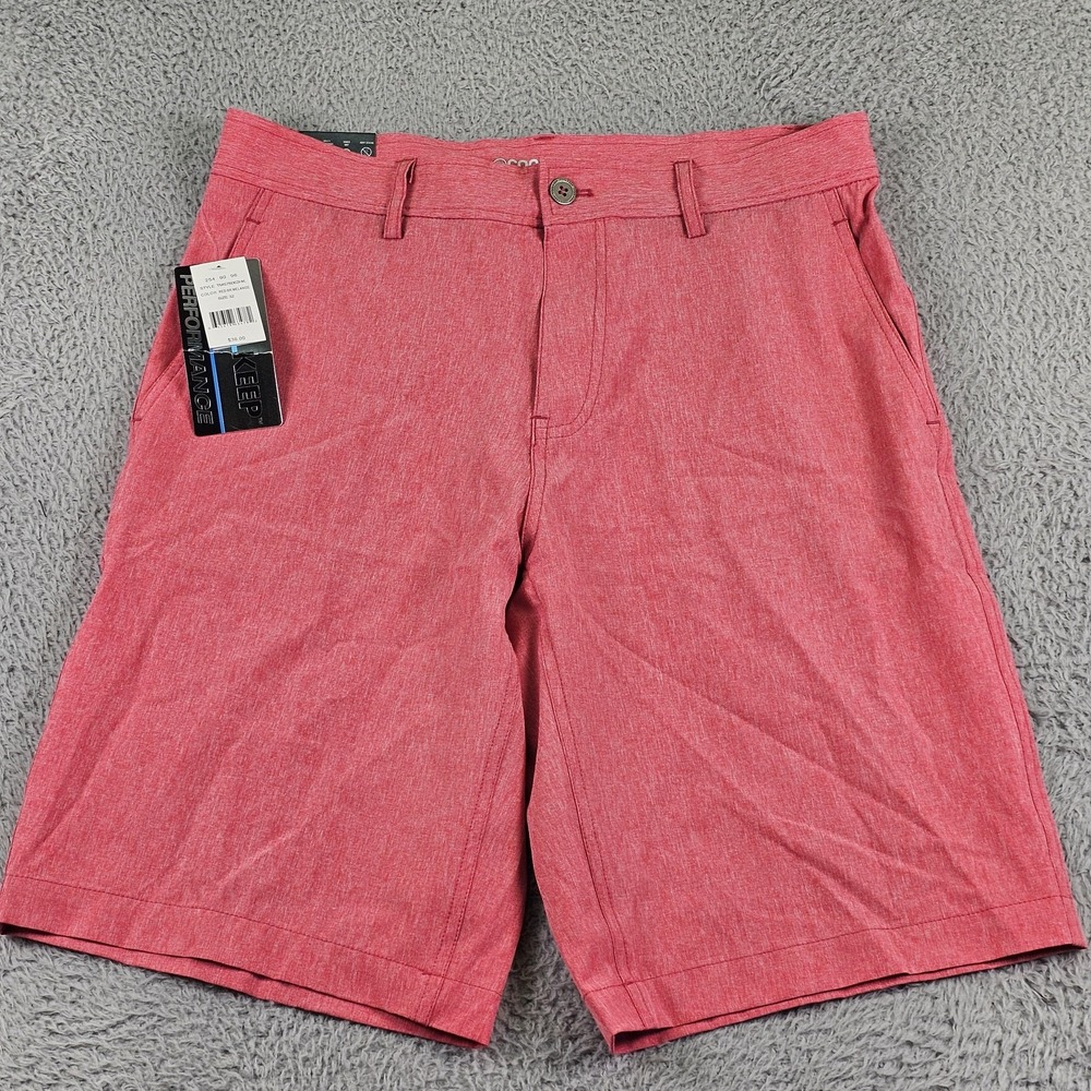 CoolKeep Shorts Mens 32 Red Melange Stretch Performance Quick Dry Chino Golf